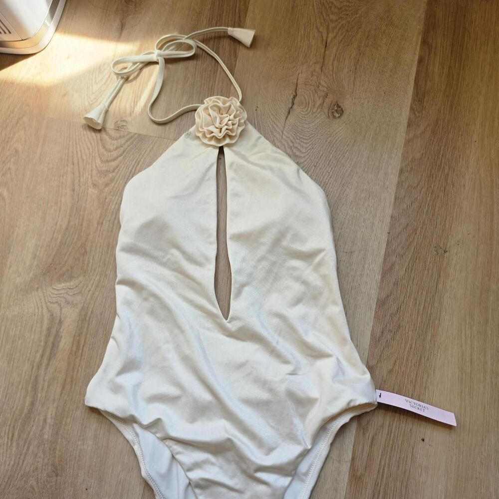Victoria-s-secret Women's Cream and White Swimsuit-one-piece